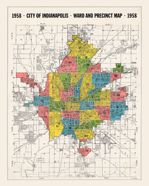 Vintage Map of Indianapolis, Indiana 1958