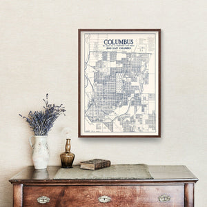 Vintage Map of Columbus, Indiana 1930