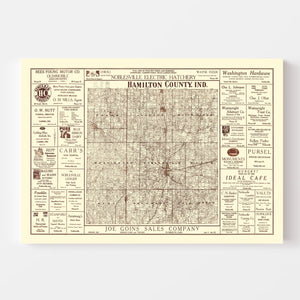 Vintage Map of Hamilton County, Indiana 1919