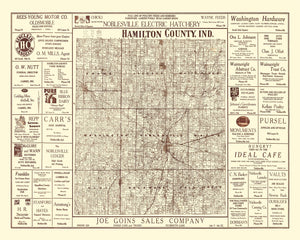 Vintage Map of Hamilton County, Indiana 1919