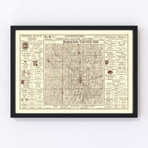 Vintage Map of Hamilton County, Indiana 1919