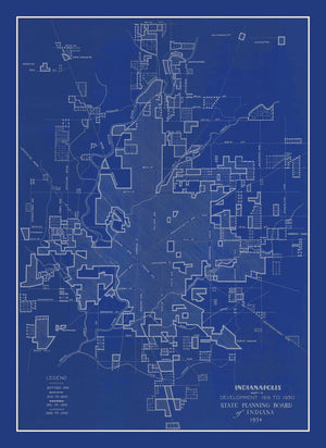 Vintage Map of Indianapolis, Indiana 1934