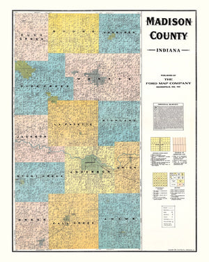 Vintage Map of Madison County, Indiana 1921