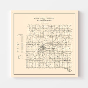 Vintage Map of Allen County, Indiana 1910