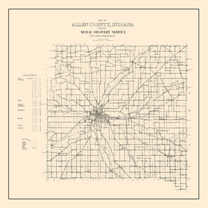 Vintage Map of Allen County, Indiana 1910
