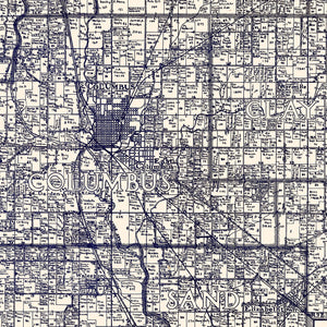 Vintage Map of Bartholomew County, Indiana 1925