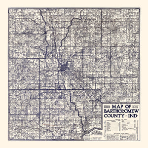 Vintage Map of Bartholomew County, Indiana 1925