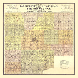 Vintage Map of Bartholomew County, Indiana 1910