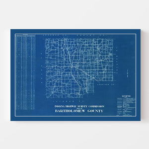 Vintage Map of Bartholomew County, Indiana 1936