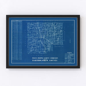 Vintage Map of Bartholomew County, Indiana 1936