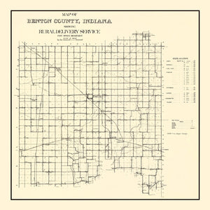 Vintage Map of Benton County, Indiana 1909