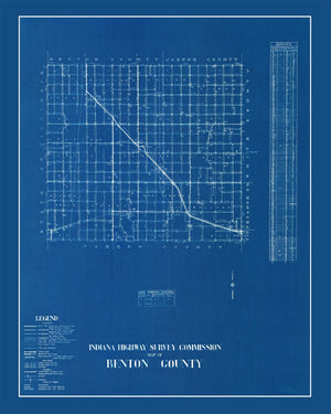 Vintage Map of Benton County, Indiana 1936