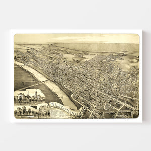 Vintage Map of Wilkes-Barre, Pennsylvania 1889