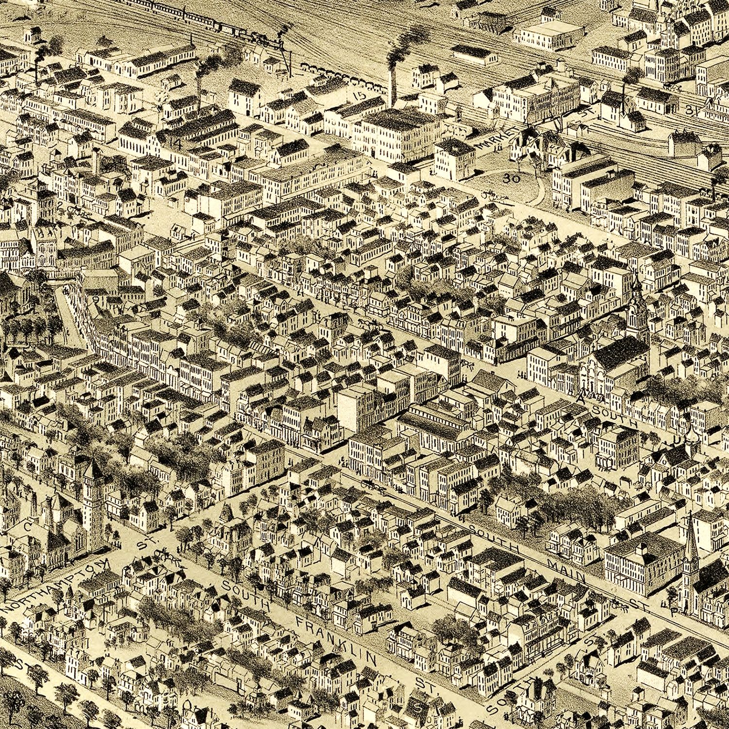 Vintage Map of Wilkes-Barre, Pennsylvania 1889