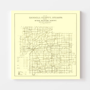 Vintage Map of Carroll County, Indiana 1910
