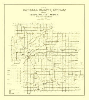 Vintage Map of Carroll County, Indiana 1910