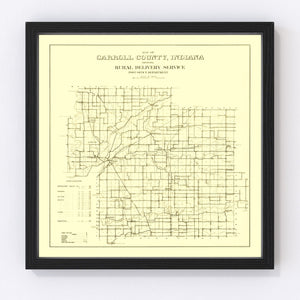 Vintage Map of Carroll County, Indiana 1910