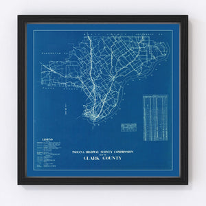 Vintage Map of Clark County, Indiana 1936