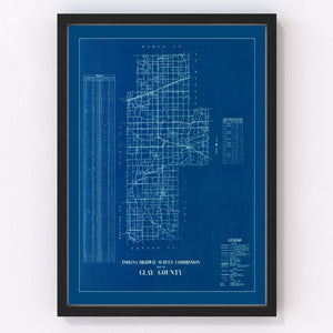 Vintage Map of Clay County, Indiana 1936