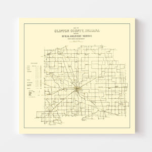 Vintage Map of Clinton County, Indiana 1911