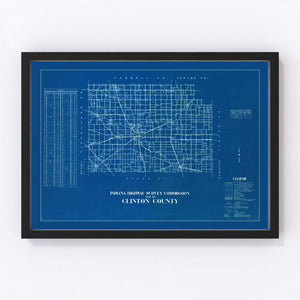 Vintage Map of Clinton County, Indiana 1936