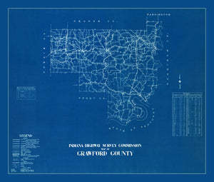 Vintage Map of Crawford County, Indiana 1936