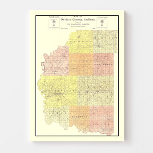 Vintage Map of Daviess County, Indiana 1905