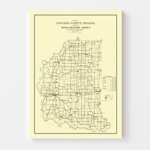 Vintage Map of Daviess County, Indiana 1910