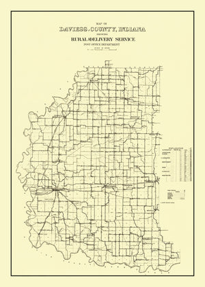 Vintage Map of Daviess County, Indiana 1910