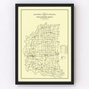 Vintage Map of Daviess County, Indiana 1910