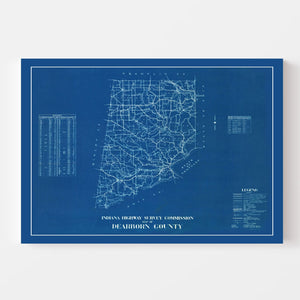 Vintage Map of Dearborn County, Indiana 1936