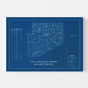 Vintage Map of Decatur County, Indiana 1936
