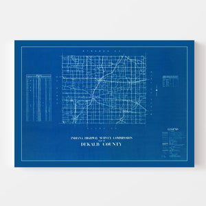 Vintage Map of DeKalb County, Indiana 1936