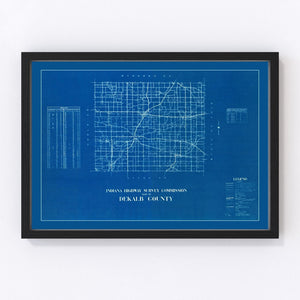 Vintage Map of DeKalb County, Indiana 1936