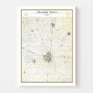 Vintage Map of Delaware County, Indiana 1904