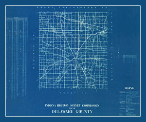 Vintage Map of Delaware County, Indiana 1936