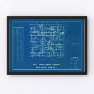 Vintage Map of Delaware County, Indiana 1936