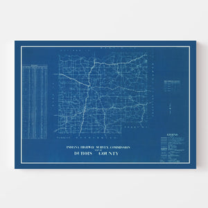 Vintage Map of Dubois County, Indiana 1936