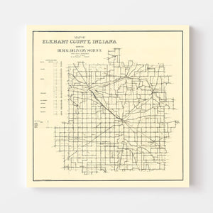 Vintage Map of Elkhart County, Indiana 1909
