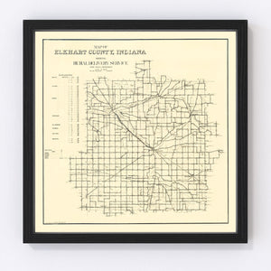 Vintage Map of Elkhart County, Indiana 1909