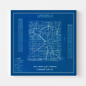 Vintage Map of Elkhart County, Indiana 1936