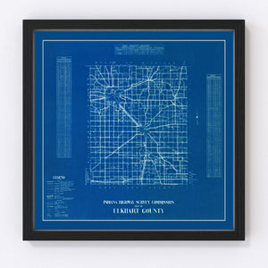 Vintage Map of Elkhart County, Indiana 1936