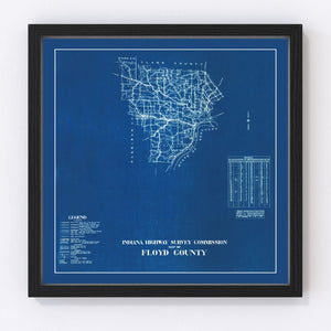 Vintage Map of Floyd County, Indiana 1936