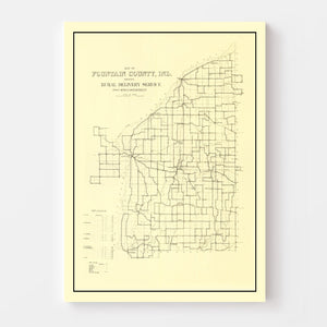 Vintage Map of Fountain County, Indiana 1911