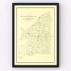 Vintage Map of Fountain County, Indiana 1911