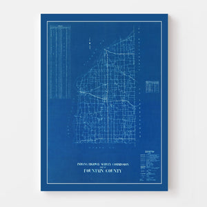 Vintage Map of Fountain County, Indiana 1936