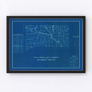 Vintage Map of Franklin County, Indiana 1936