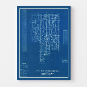 Vintage Map of Fulton County, Indiana 1936