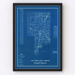 Vintage Map of Fulton County, Indiana 1936