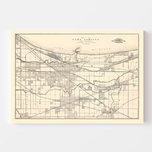 Vintage Map of Gary, Indiana 1928